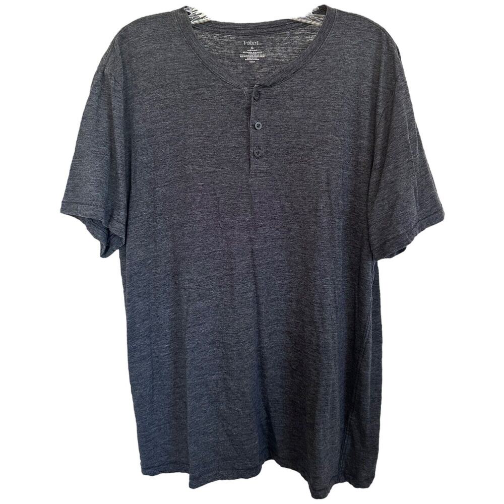 t-shirt Women's Short Sleeve Casual Henley Top Size XL Dark Gray Heather